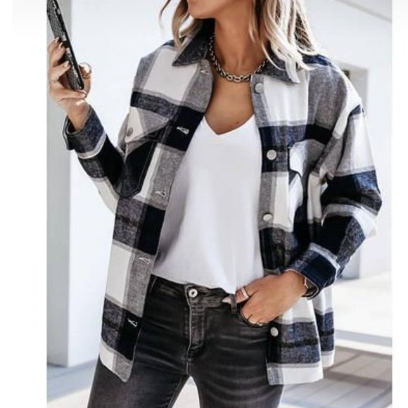 Coeur de vague Jackets & Blazers - Black and white plaid shacket